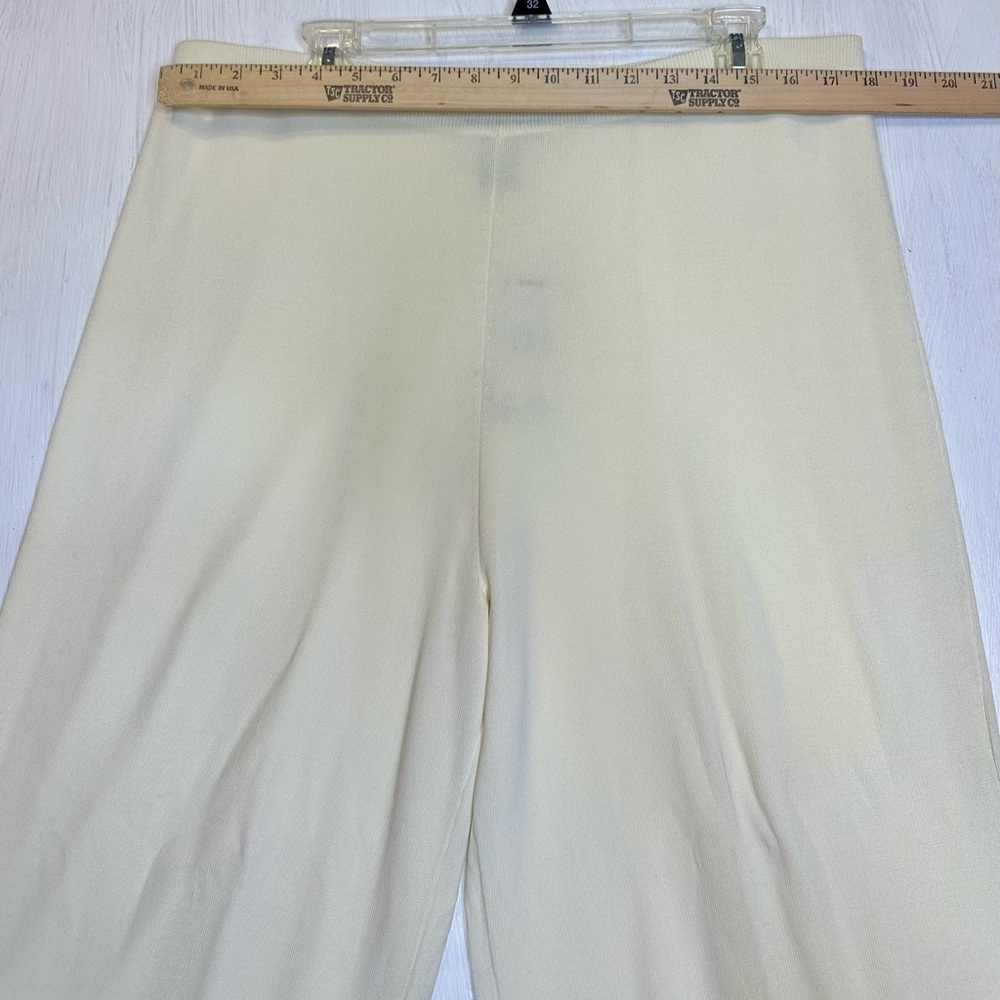 Grace Golden Lady Wide Leg Knit Pants Ivory Pull On Lounge XL NWT Rayon Blend - Picture 8 of 14